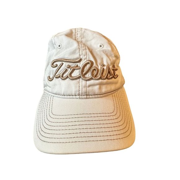 Titleist Golf Cap White Adjustable Strap Gold Embroidery Unisex One Size - Picture 4 of 10